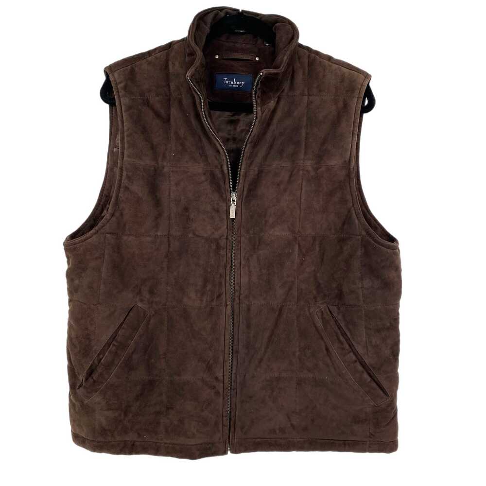 TurnBury Brown Genuine Leather Zip Vest | Size L